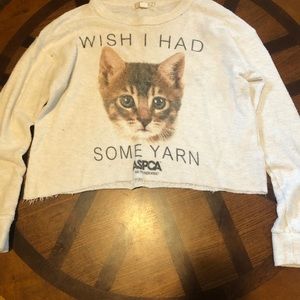 Forever 21 Cat Cropped Sweatshirt